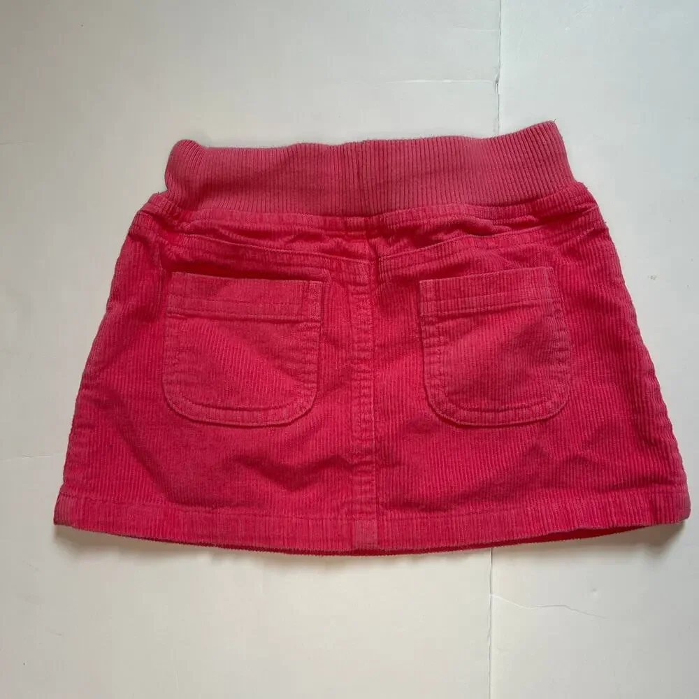 Mini Boden Pink Corduroy Skirt with Floral Appliqué - Size 1.5-2Y